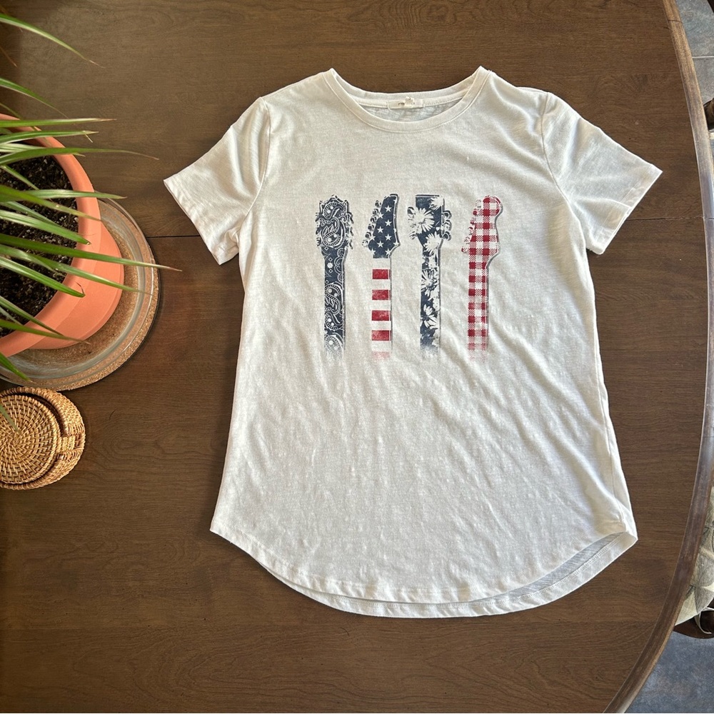 American Flag Guitar Theme Tee Shirt